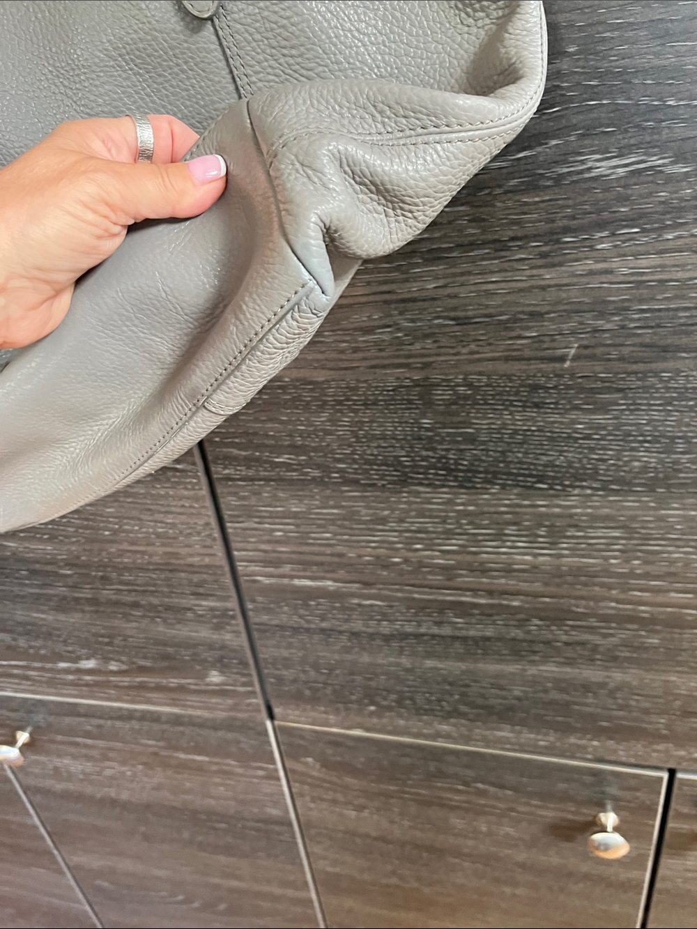 Fossil Grey Leather Tote Bag - Picture 9 of 13